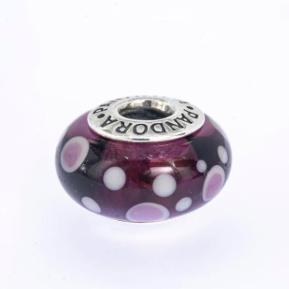 Pandora Murano Glass Bubbles Purple Dot Charm